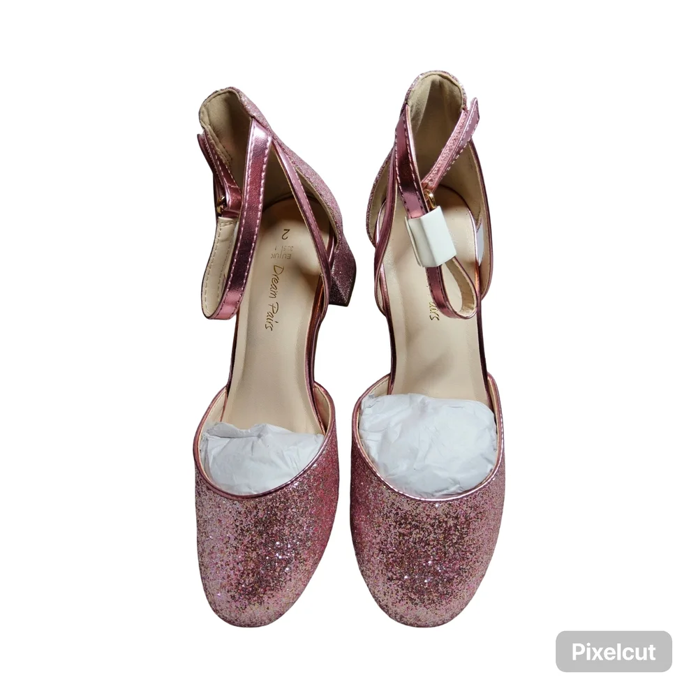 NWOT Girls Size 2 Sparkling Pink Glitter Dress Shoes